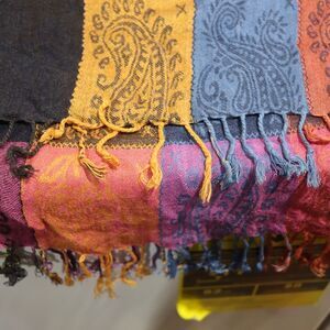 Colorful Patchwork Paisley Fringe Oversized Scarf